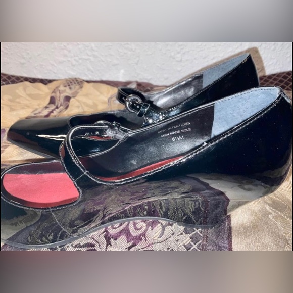 Aerosoles Best Intentions Black Patent Leather Mary Jane Wedge Shoes,  Size 6.5 - Picture 5 of 7